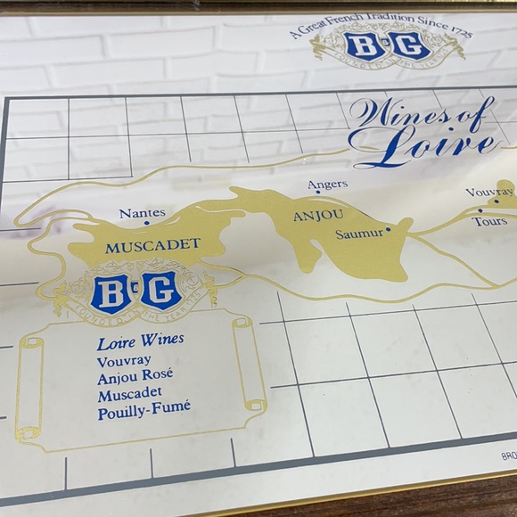 B&G WINES OF LOIRE ADVERTISING MIRROR WALL HANGING WOODEN FRAME BAR DECOR - Picture 5 of 7